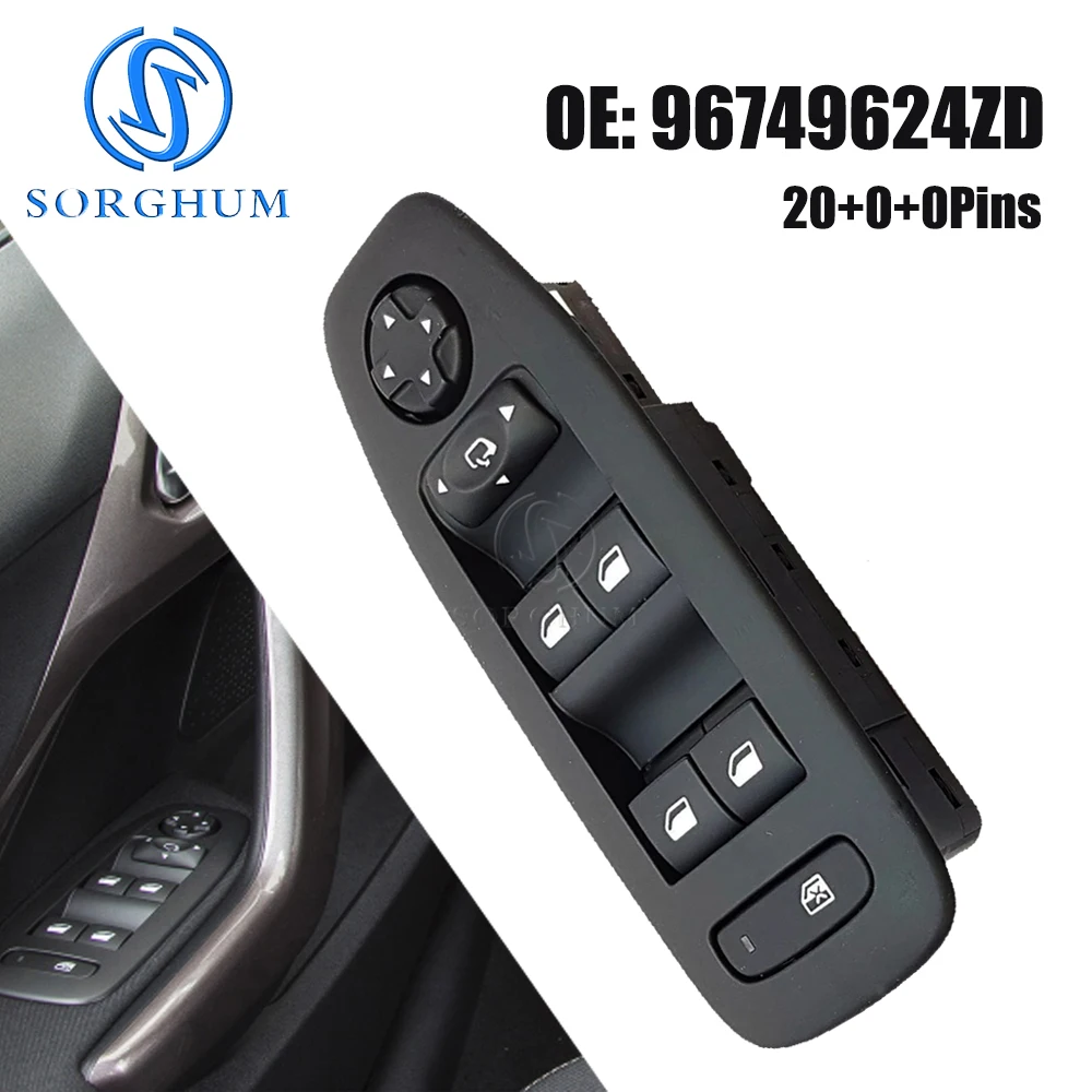 SORGHUM 96749624ZD Electric Master Power Window Control Switch Lifter Button for PEUGEOT 208 2008 2013 2014 2015 2016 2017 2018