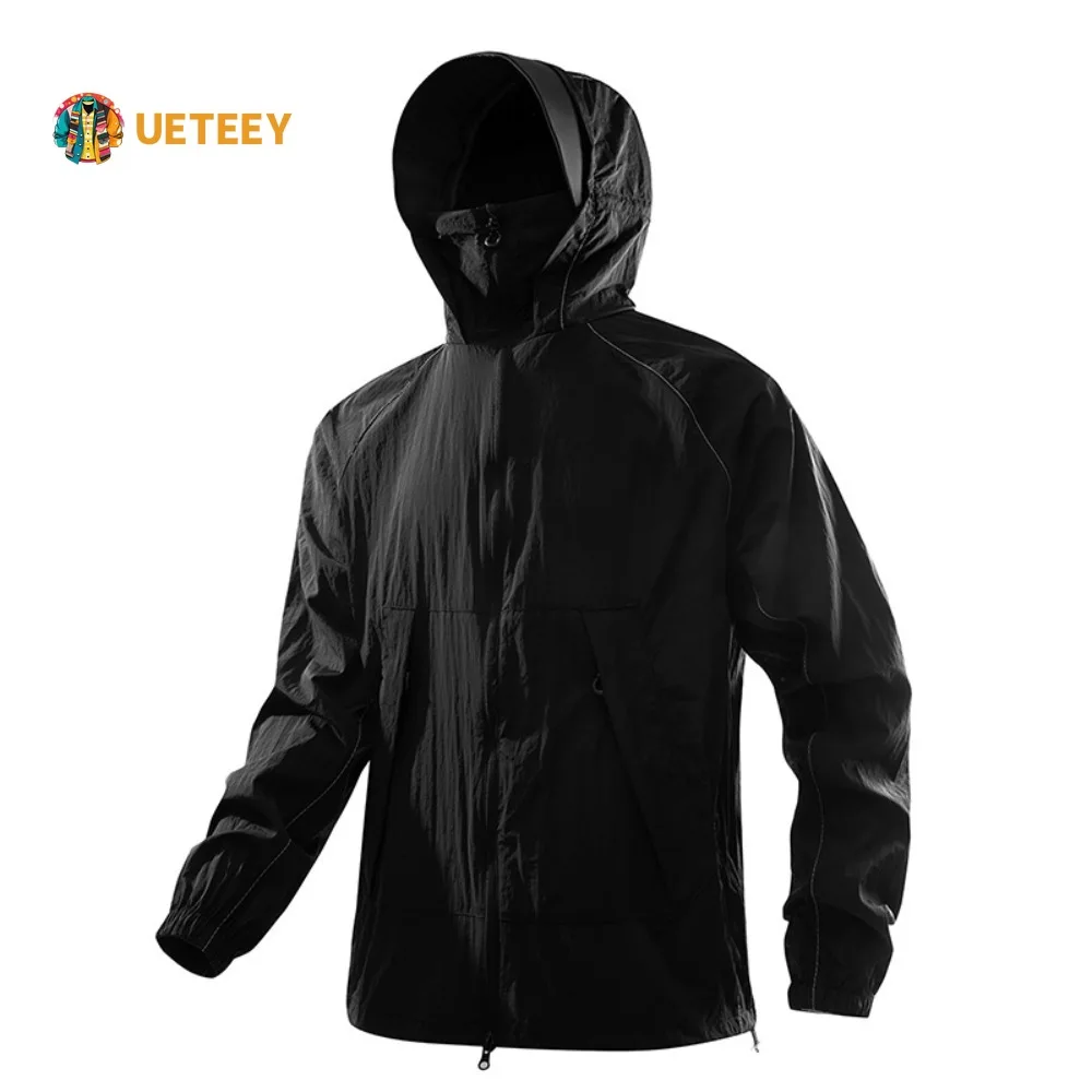 

Men's Summer Ice Silk Lightweight Hooded Jacket Breathable Sun Protection Clothing Fishing Hunting Clothes Quick Dry Windbreaker
