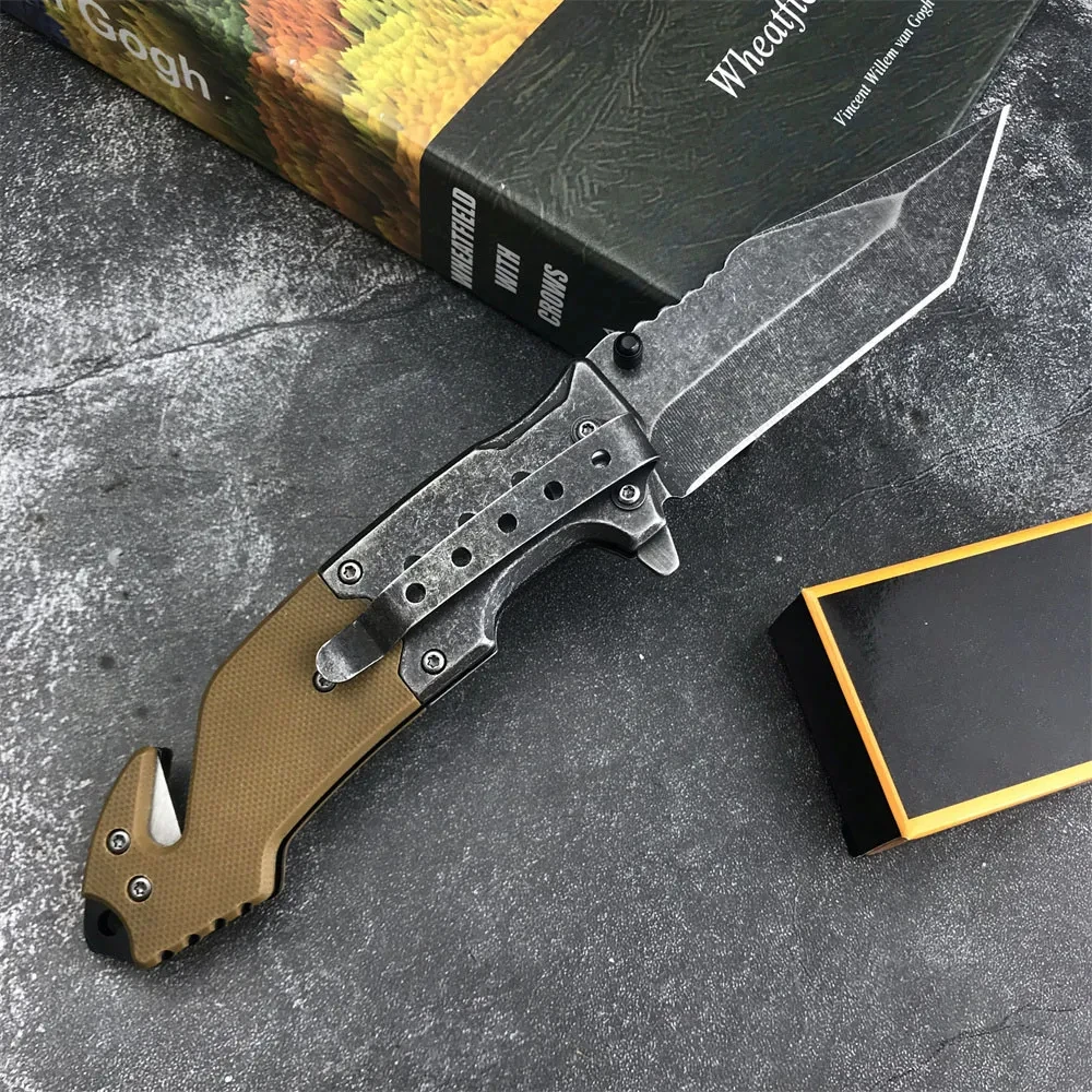 F023 Tactical Flipper Assisted Folding Knife 5Cr13Mov Tanto Point Blade 420 Steel + G10 Handle EDC Outdoor Fishing Rescue Tool