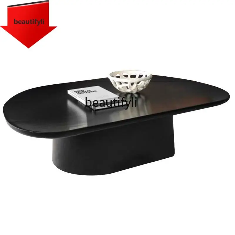 

K185 Nordic Black Oak Coffee Italian Tea Coffee Table Living Room Side Table Oval Corner Table