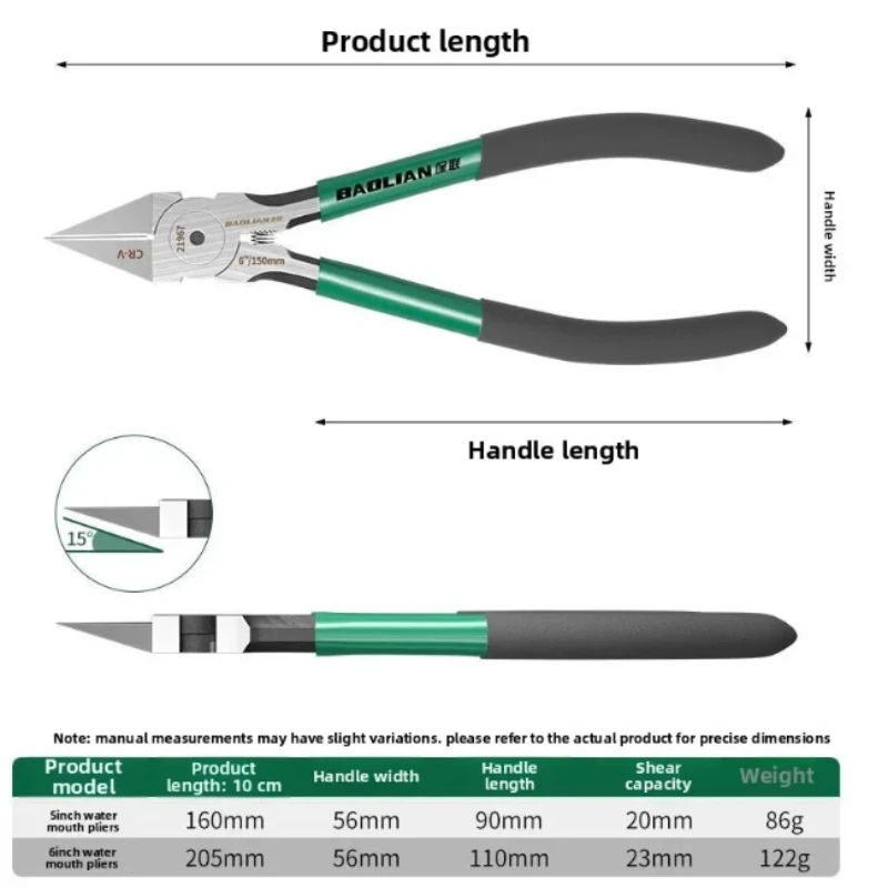 Industrial Grade Special Sharp Side Mouth Pliers,High Hardness Electrician Small Diagonal Pliers,Electrician Manual Tool