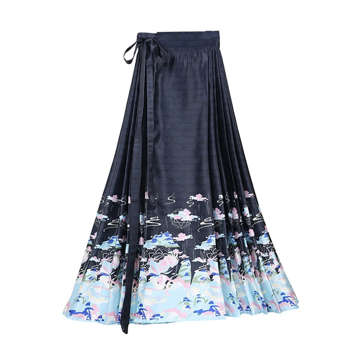 Women'S Horse Face Skirt Traditional Chinese Wrap Skirt Horse Face Pleated Skirt Chinese Horse Face Skirt Black(S)