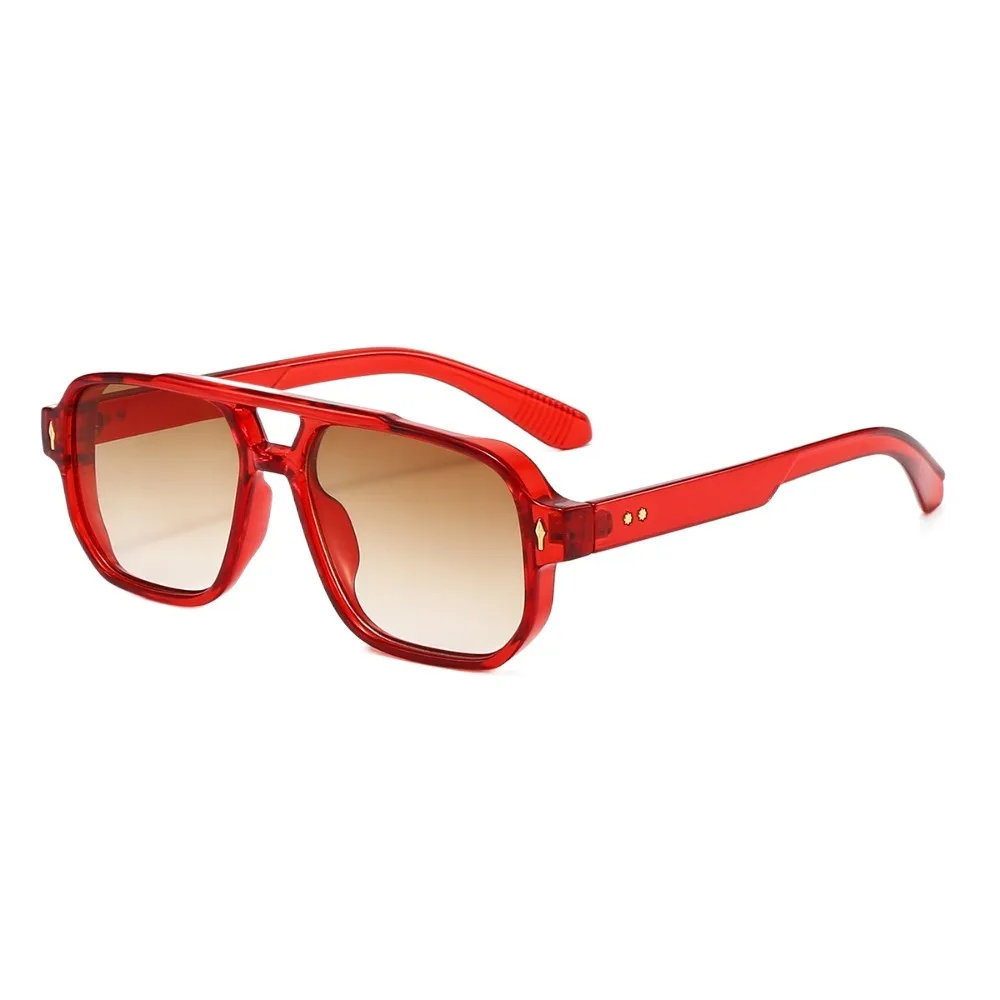 

Catwalk Retro Double Beam Sunnies HD PC Unisex Polarized Sunglasses Leopard Print Eyewear Waterproof Anti-UV Glasses Men