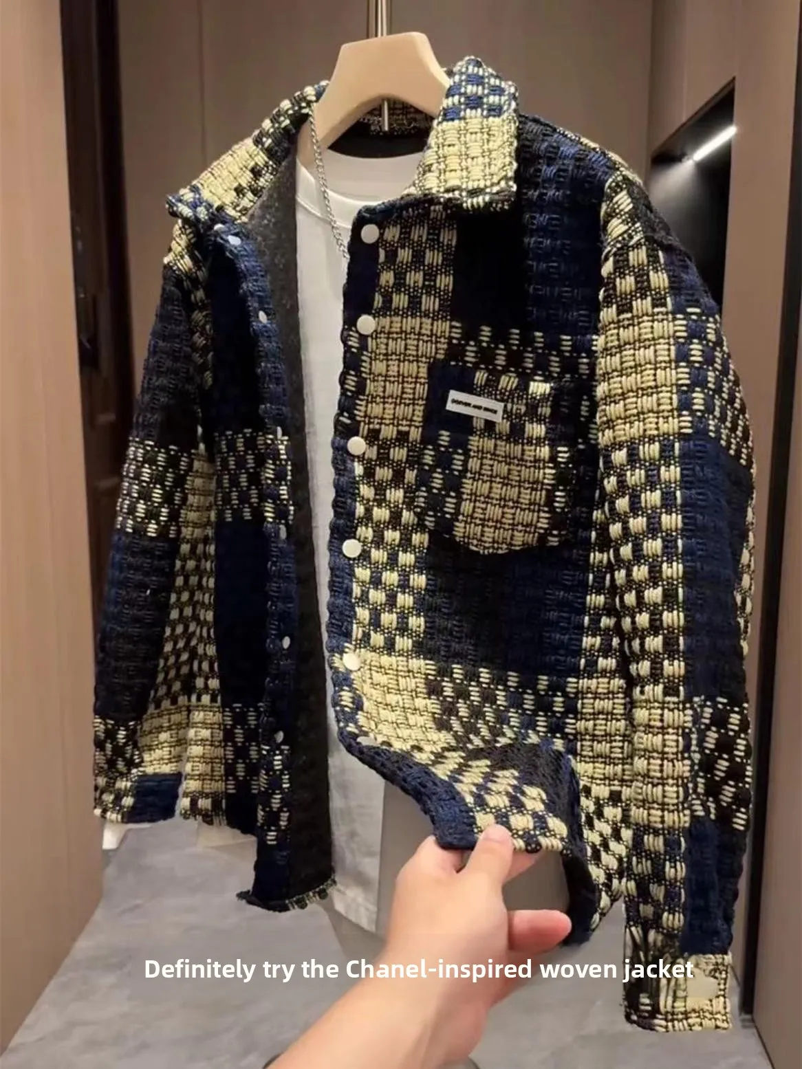 

Модный мужской вязаный тюнер в стиле ретро, весенне-осенний тканый тюнер для пары, свободный крой, повседневный джерт с воротником irt