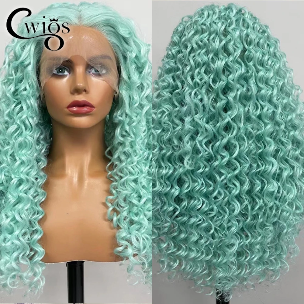 

Green Color Synthetic 13x4 Lace Front Wig Long Curly Heat Resistant Natural Hairline for Black Women Drag Queen Cosplay