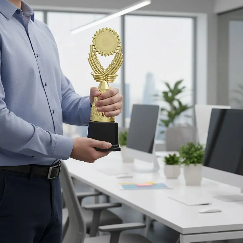 19/22.5/25/27.5 CM Prize Trophy Plastic Material Golden Color Competition Trophy Large Size First Place Reward Prize Cup