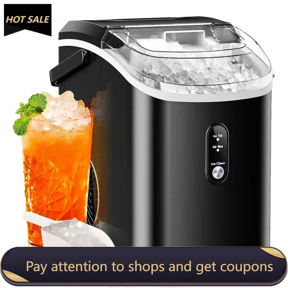 

Nugget Ice Makers Countertop with Soft Chewable Pellet Ice, 7 Mins Ice Making, 35.5Lbs/24Hrs, Pebble Ice Maker Machine，Black