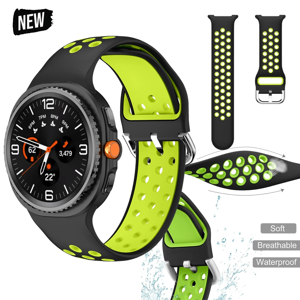 Zweifarbiges Silikonarmband für Samsung Galaxy Watch 8 40 44 mm, verstellbares Armband und atmungsaktives Sportarmband für Galaxy 8 Classic 46 mm