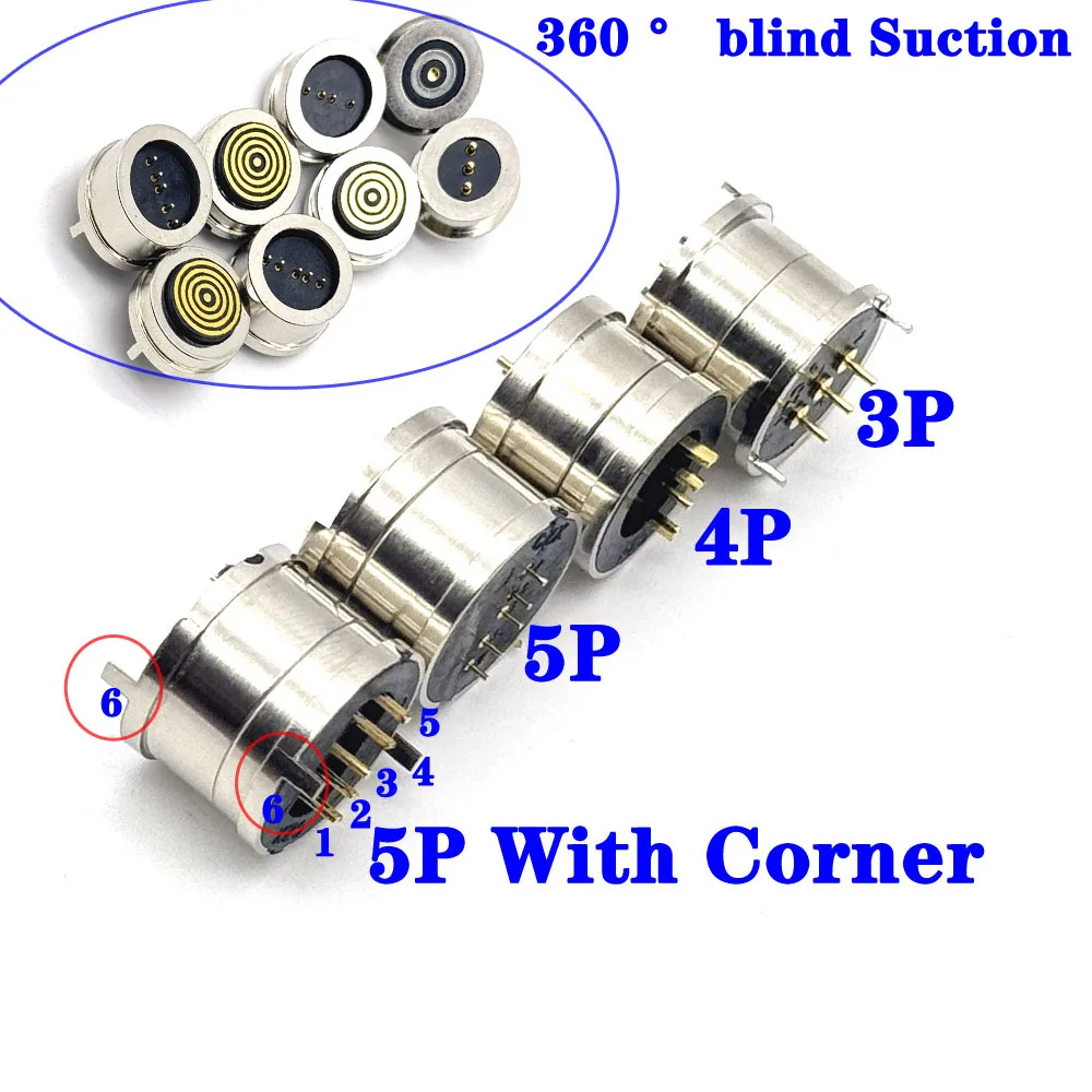 3/4/5/6 Pin Pogo Pin Connector Waterproof Magnetic Spring Loaded Male Female 360° Blind Suction DC Signal Transmission Charging