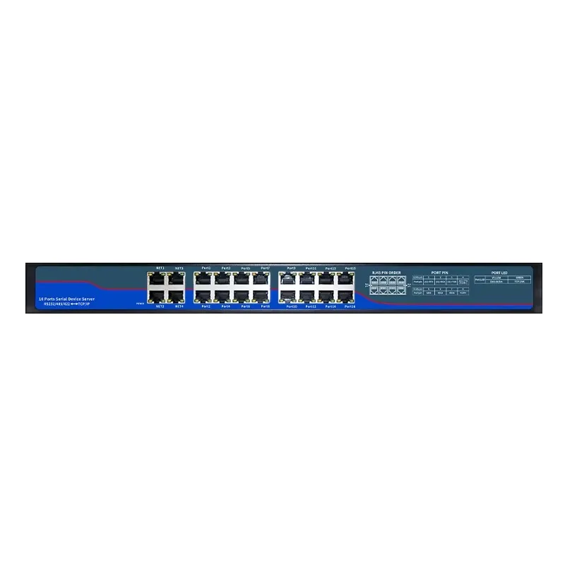 Neutral Label No Brand logo  OEM 16 Port RS232/485/422 to TCP/IP Industrial Converter Low Price Industrial Gateway Serial Server