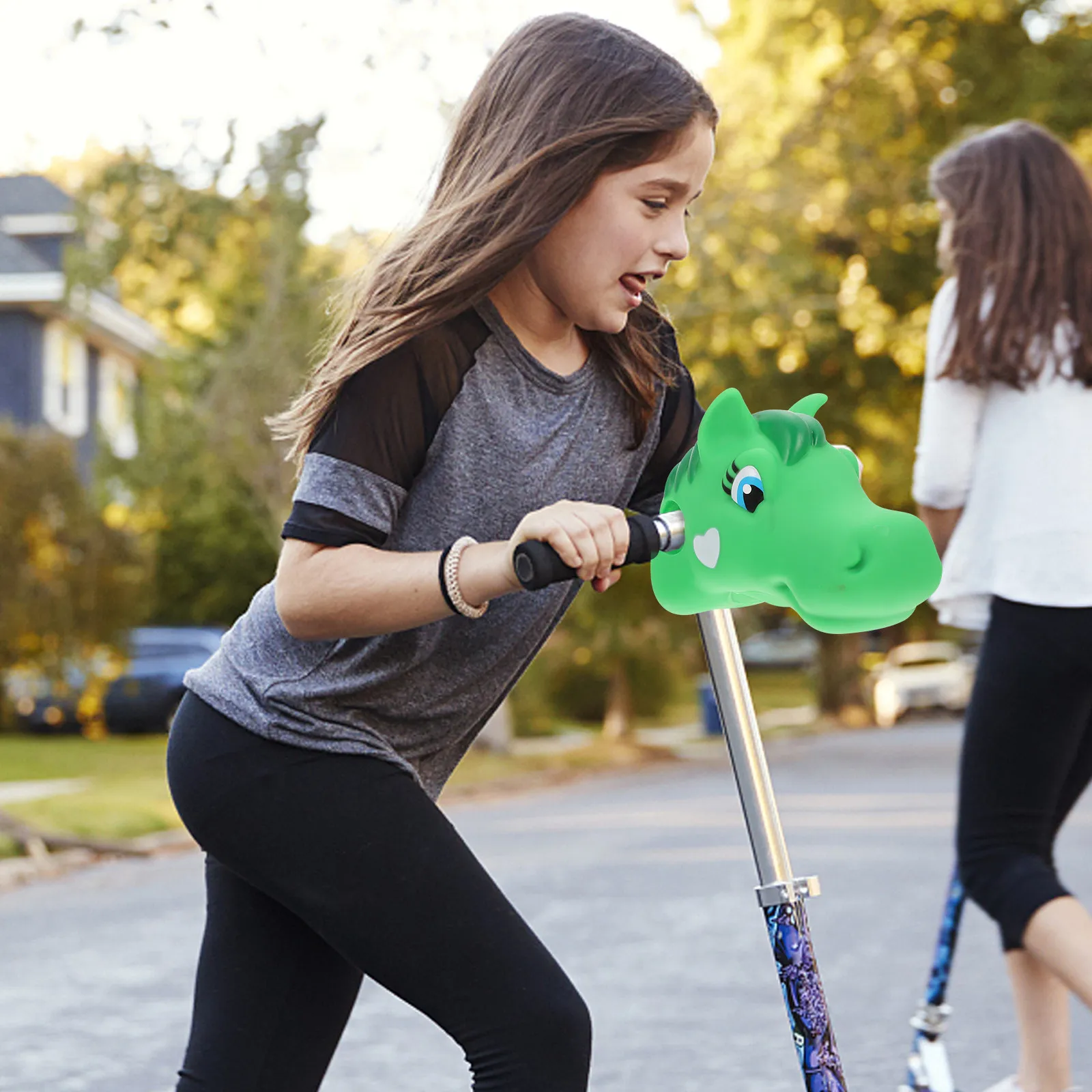 1 unidad de adorno de silicona premium con cabeza de caballo para manillar de patinete, decoración para bicicleta infantil que fomenta la actividad al aire libre y la memoria