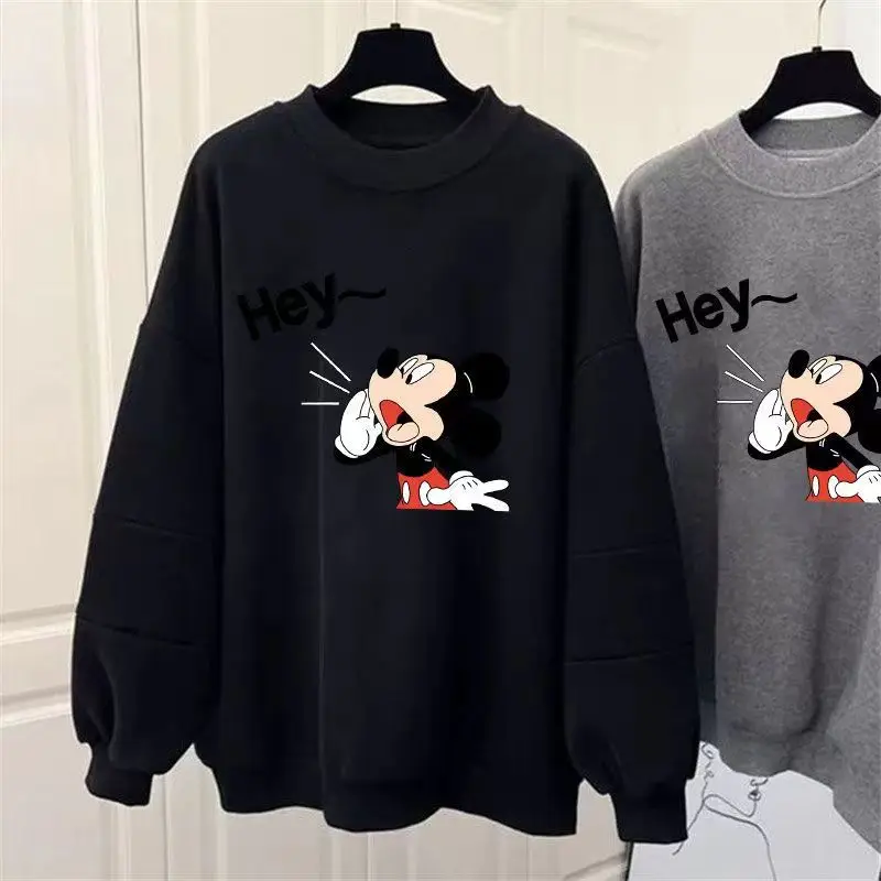 Korean popular clothes Fashion Autumn Cotton Loose O-neck Ins Couple Casual Cartoon Mickey Mouse Print Long Sleeve Sweatshirts