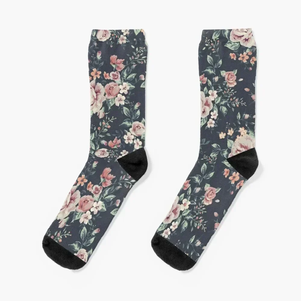 

Vintage Floral Pattern Socks Non-slip funny gifts soccer anti-slip cool Men Socks Women's