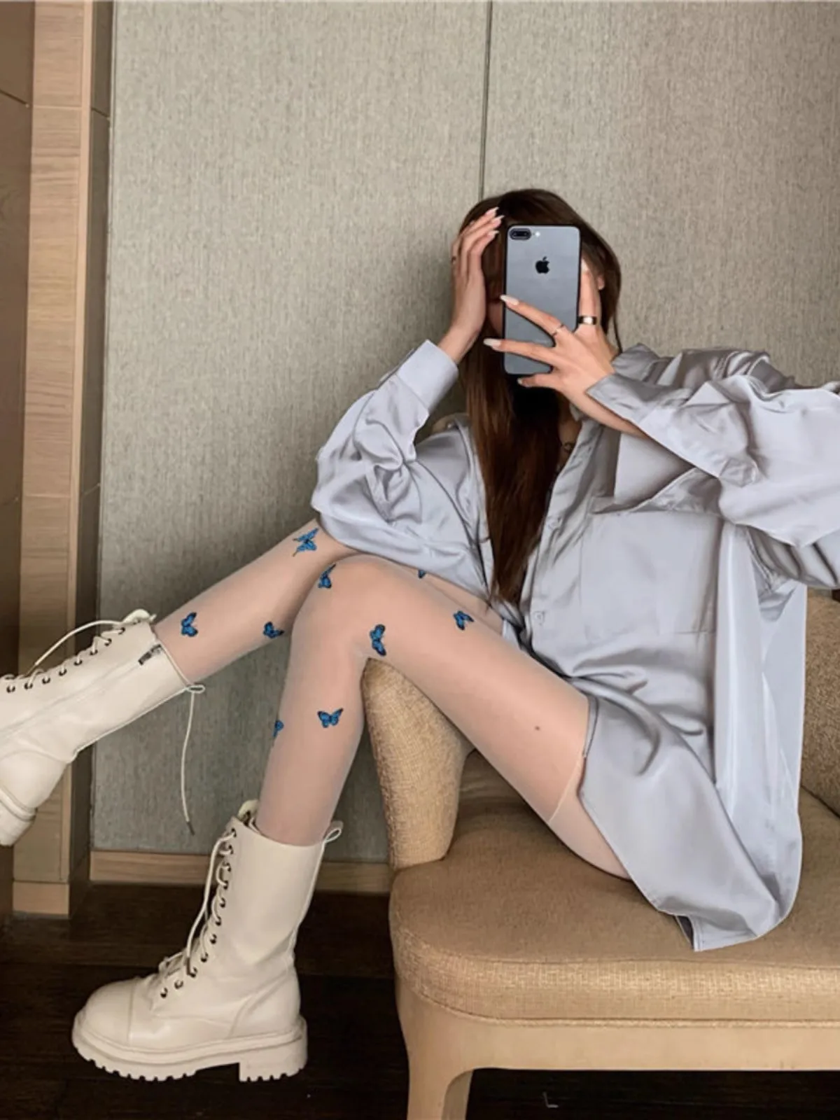 Sexy Butterfly Tights Vintage Y2K Fake Tattoo Butterfly Black Transparent Silk Pantyhose Women Lolita Summer Ultra-thin Stocking image 6
