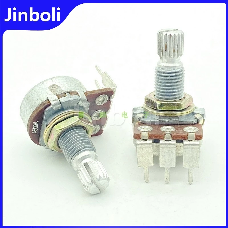 1PCS 16 Type A500K bent Foot Vertical Single 3Pins Power Amplifier Audio Volume Potentiometer Guitar Bass Volume