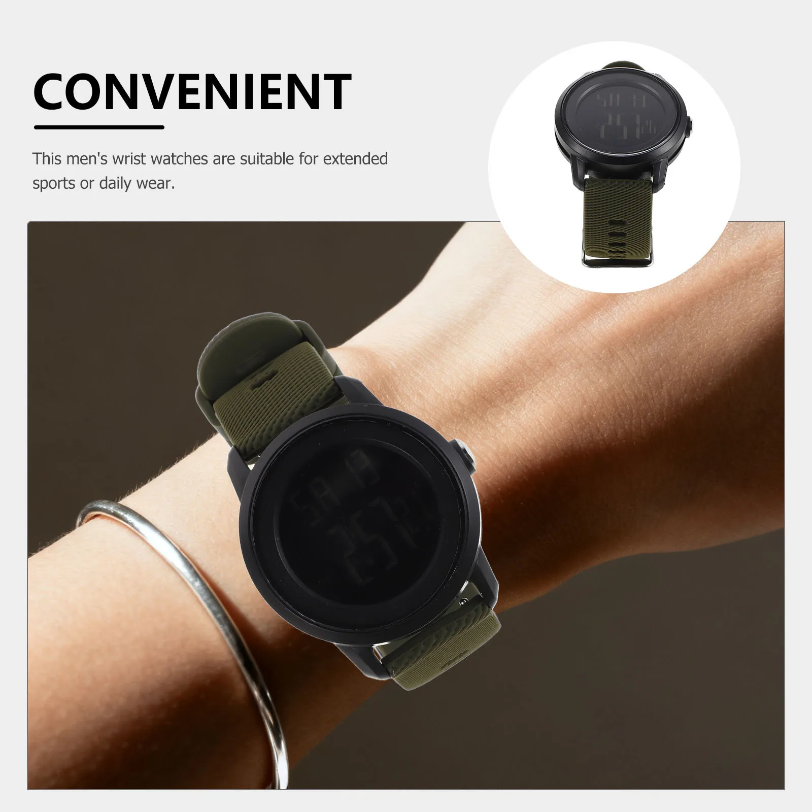 ساعة رياضية مقاومة للماء للرجال وجه كبير شاشة LED رقمية للسباحة في الهواء الطلق والمغامرة ساعة يد للطلاب