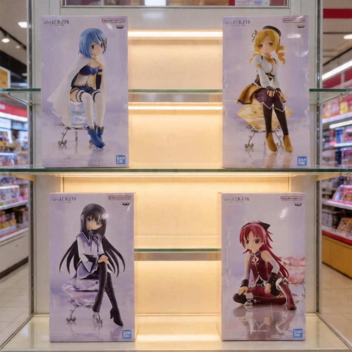 

Bandai in Stock Original Puella Magi Madoka Magica Kaname Madoka Miki Sayaka Rebellious Stories Anime Character Model Toys Gift