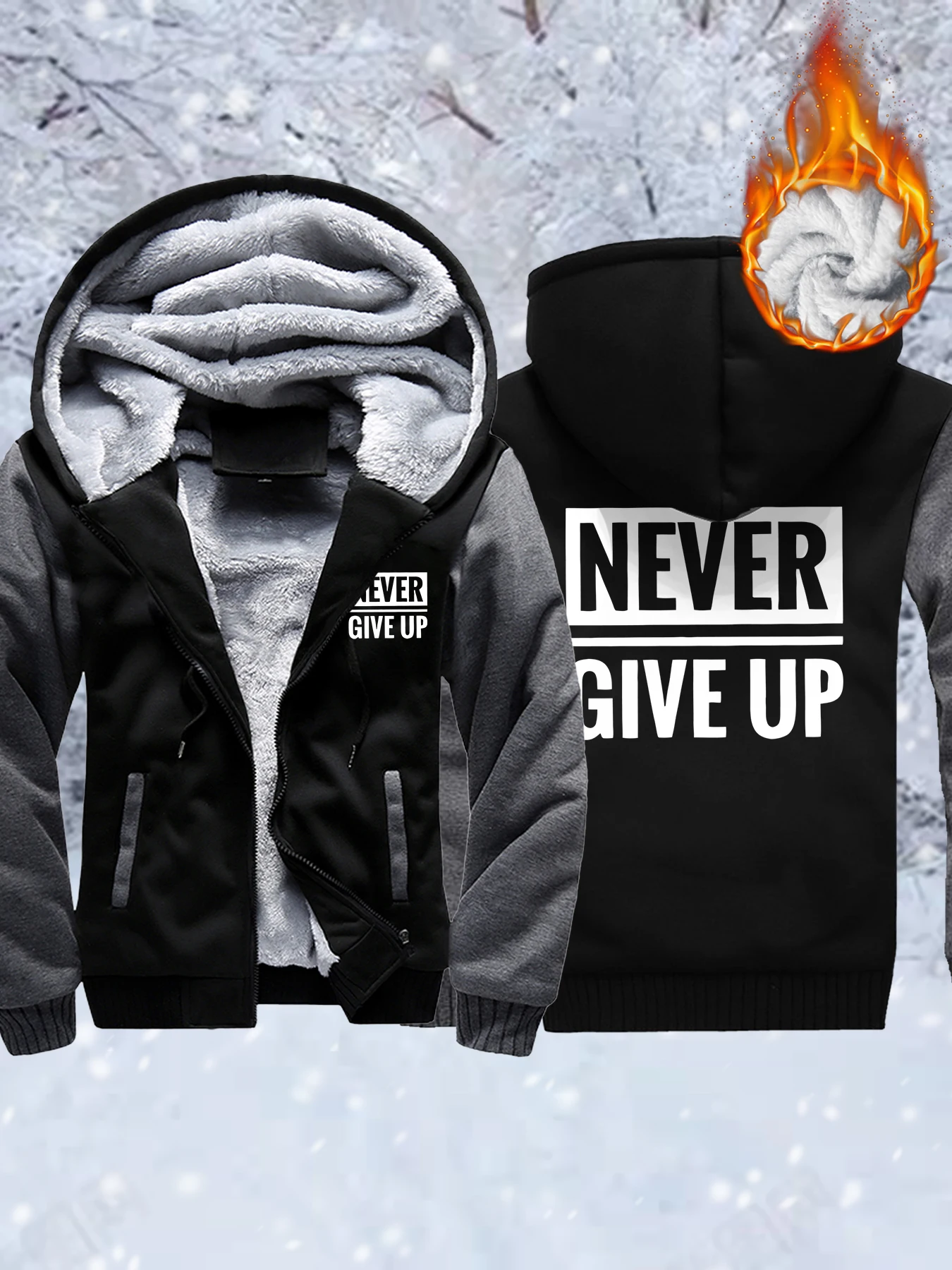 أبدا ترك نمط الرجال رشاقته معاطف كبيرة الحجم سترات كاجوال الصوف مريحة سستة هوديس الشتاء أزياء الشارع الشهير #2