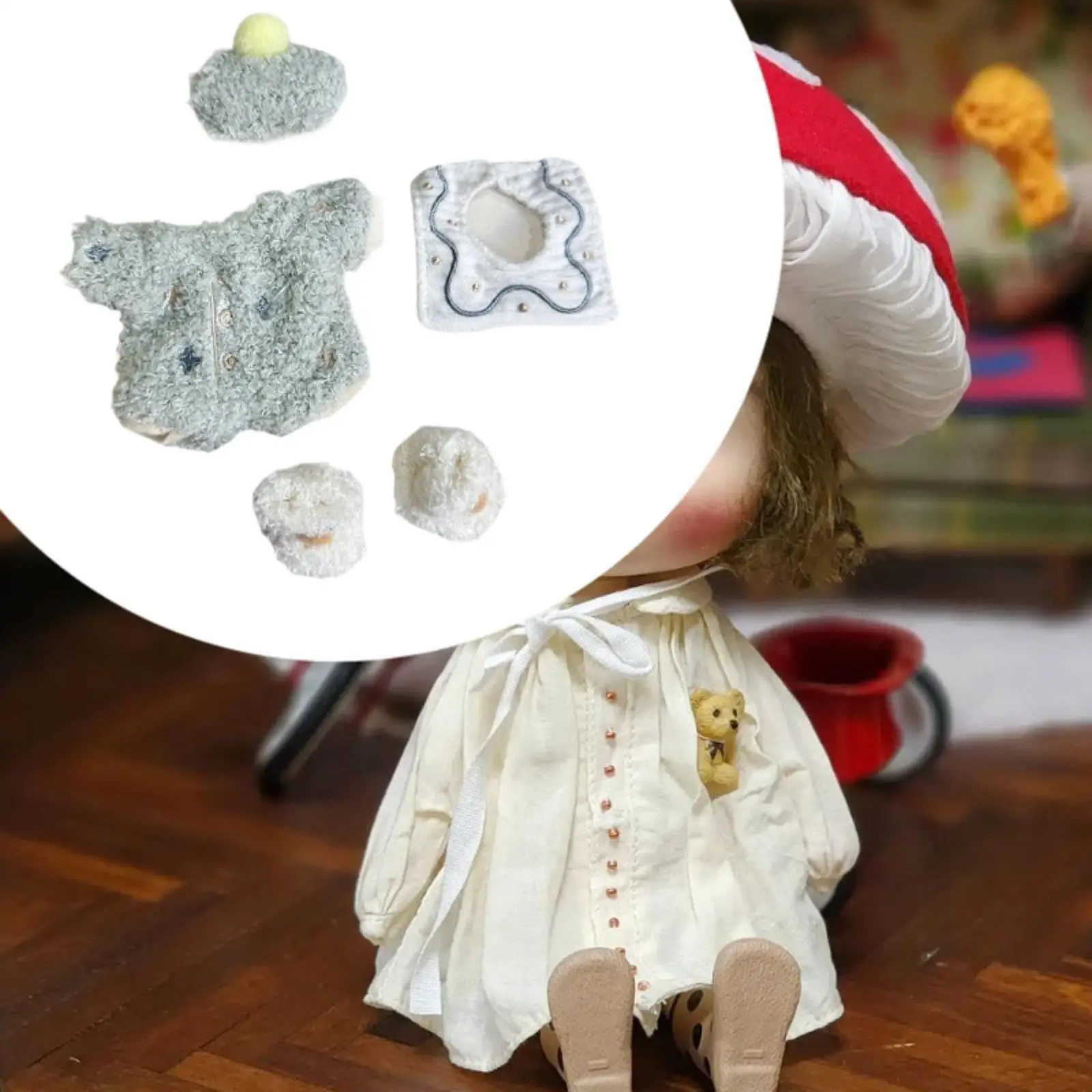 Body de muñeca de peluche, ropa de vestir, disfraces educativos de bricolaje con sombrero, calcetines de babero para la flexibilidad y la coordinación, muñecas de 15cm