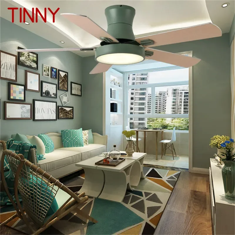 TINNY Modern Fan Light LED Luxury Living Room Restaurant Bedroom Study Ceiling Fan Light Remote Electric Fan Light