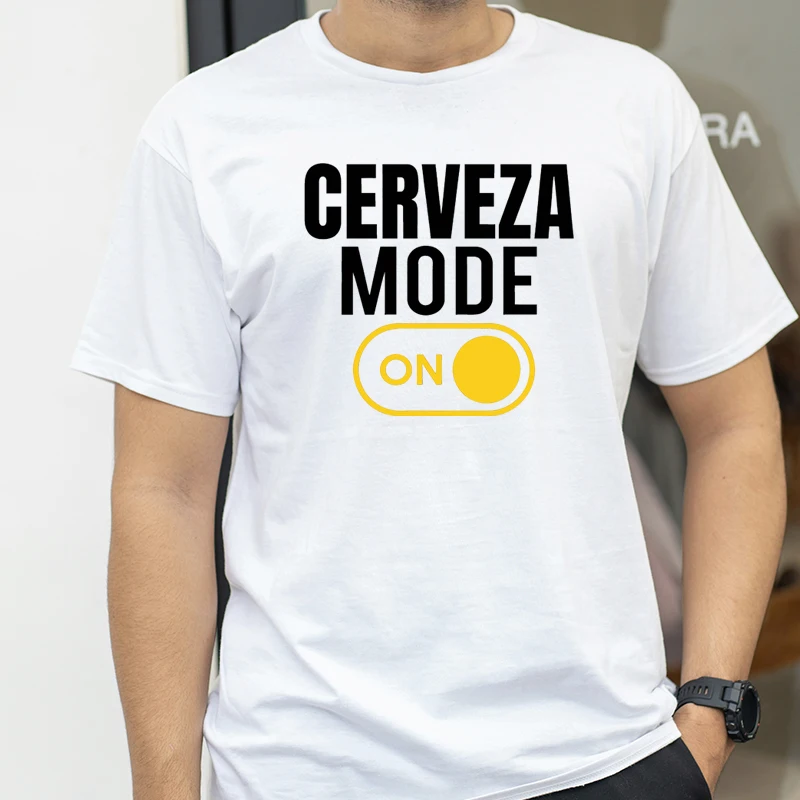 Fashion Casual T-shirt CERVEZA MODE ON Print Men Tshirts Trendy Tee Top Clothes for Summer Drinking Beer T Shirt Fashion Tops