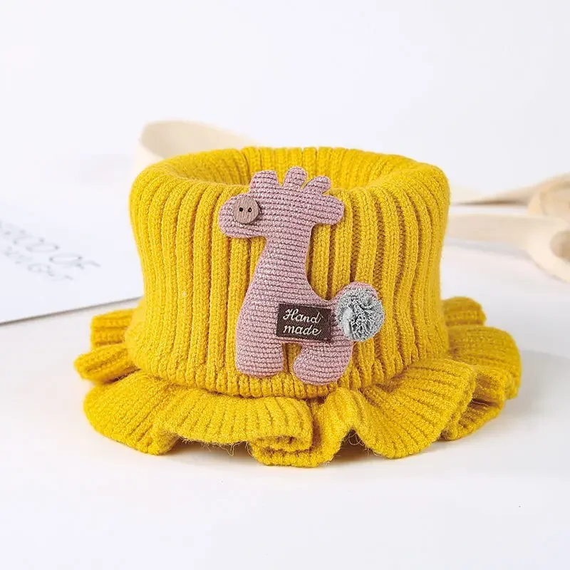 Newborn Scarf Cartoon Dear Kids Wool Neckerchief Children Scarf Crochet Knit Baby Winter Boy Girl Scarf Warm Baby Knitted Collar