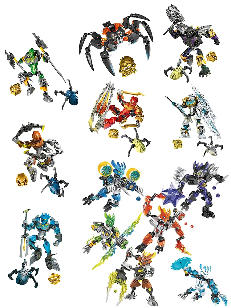 Gouden Masker Bionicle Ice Master Bouwstenen Beschermer Kopaka Anime Actionfiguren Soldaat Robot Steentjes Speelgoed voor Jongens Cadeaus - afbeelding 2