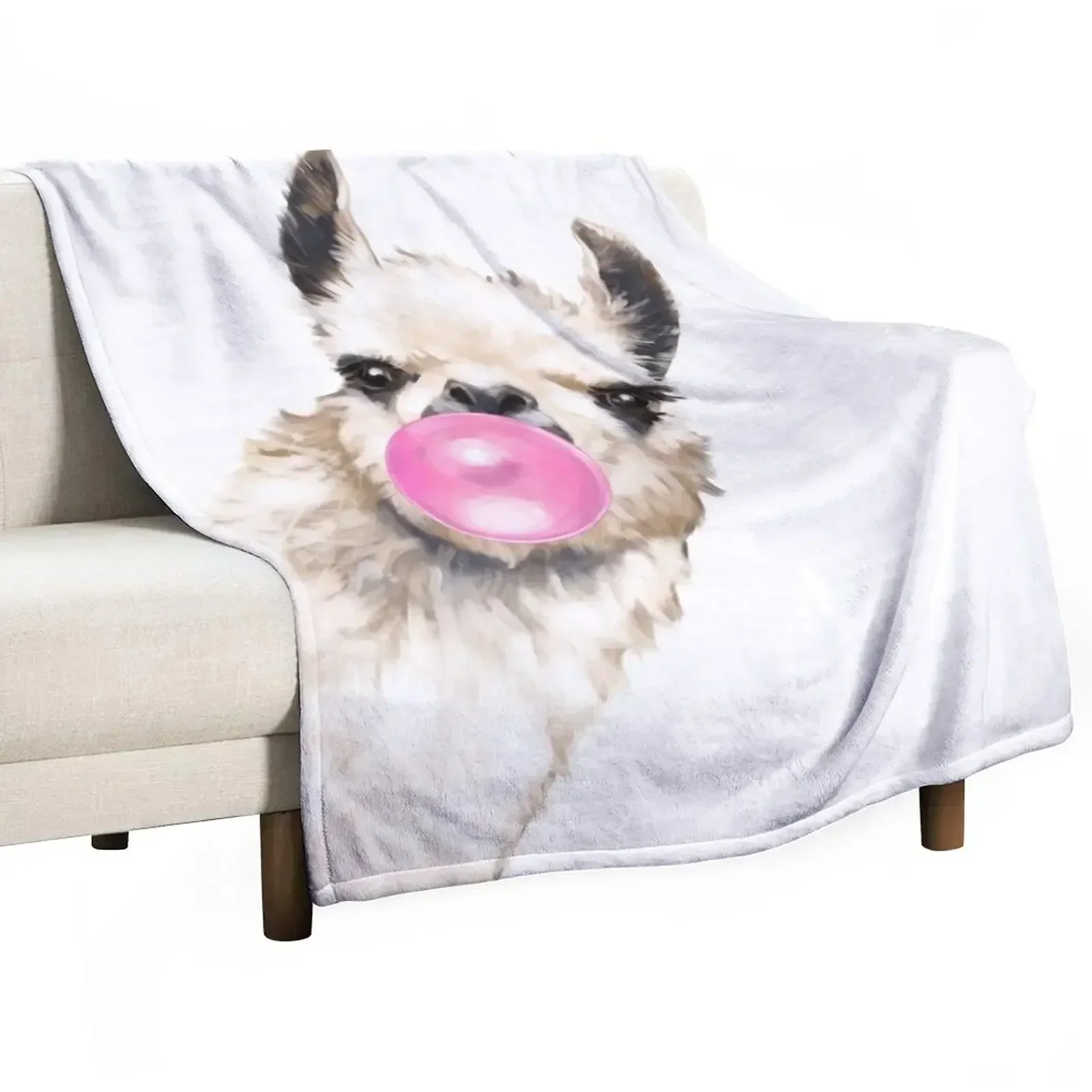 

Sneaky Llama with Bubble Gum Throw Blanket Blankets For Bed Bed covers Blankets