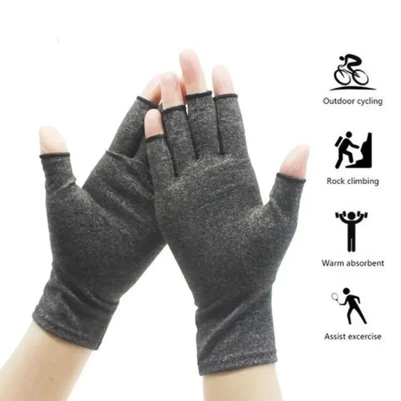 1 Pair Compression Arthritis Gloves Wrist Support Therapy Wristband Half FingerWarm The Joints Glove Pain Relief Cycling Gloves