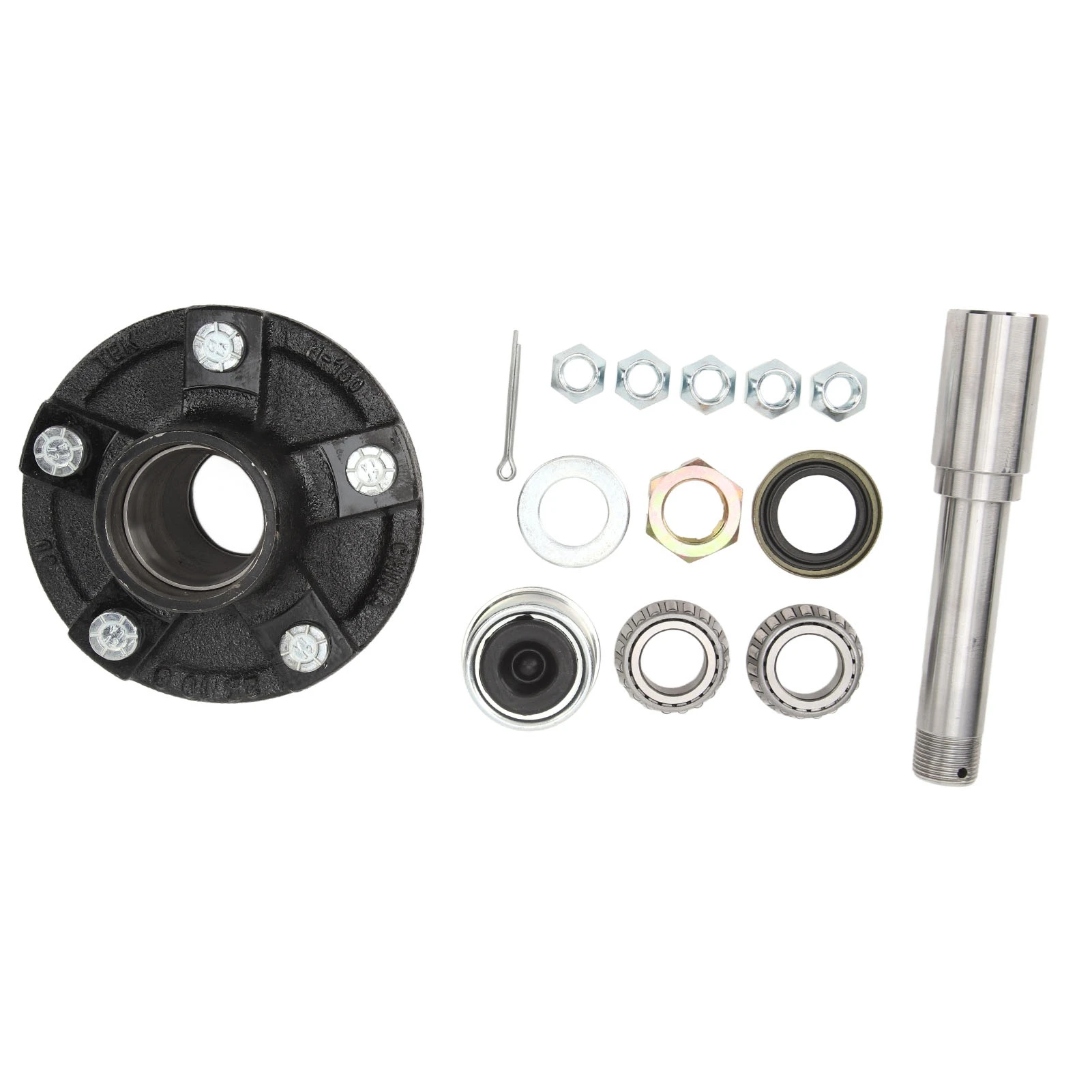 2000 Lbs Trailer Axle Spindle with 5 Bolt On 4.5in Idler Hub 1in Round BT8 Spindle Wheel Hub Kit for Cargo Boat Trailer Spindle