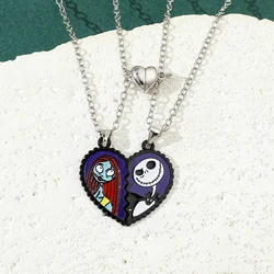 Disney the Nightmare before Christmas Jack And Sally Couple Pendant Necklace Halloween Cosplay Jewelry Gift