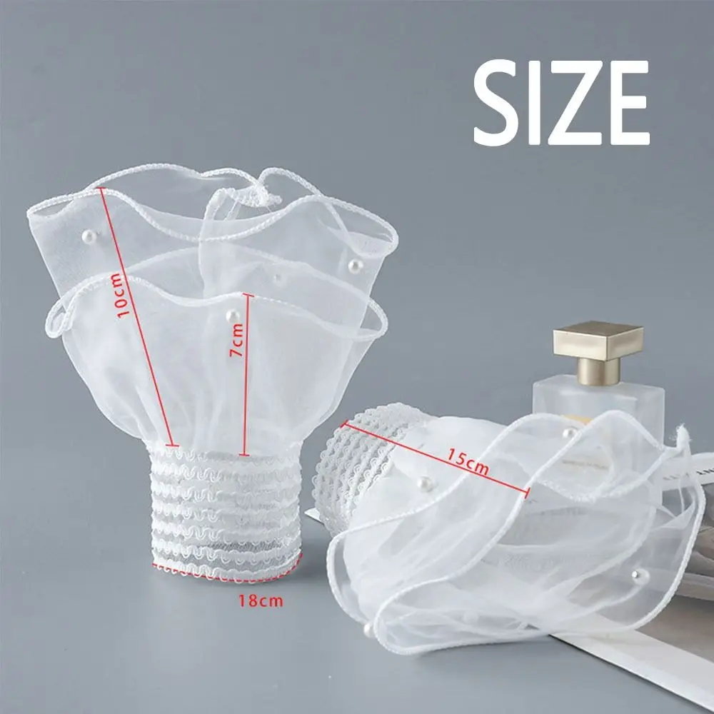 Double Layer Fake Pleated Cuff Detachable Lace Sleeve Horn Cuffs Decoration All-match with Pearls Elastic Sleeve Cuffs