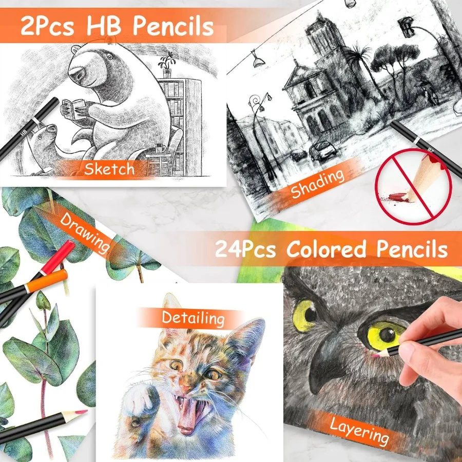 140 Buah Perlengkapan Seni dengan Pensil Warna Pastel Minyak Krayon Cat Air Kue Kuas Rautan Penghapus Dalam Kotak Kayu Elegan Pr