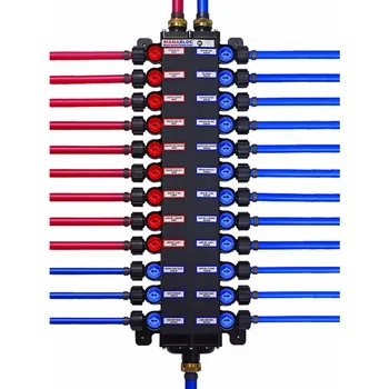 PureFlow-Manabloc de crimpado PEX de aleación de polietileno, 50243 pulgadas, cero plomo, con 24 puertos, 15 frío, 9 caliente, 1/2