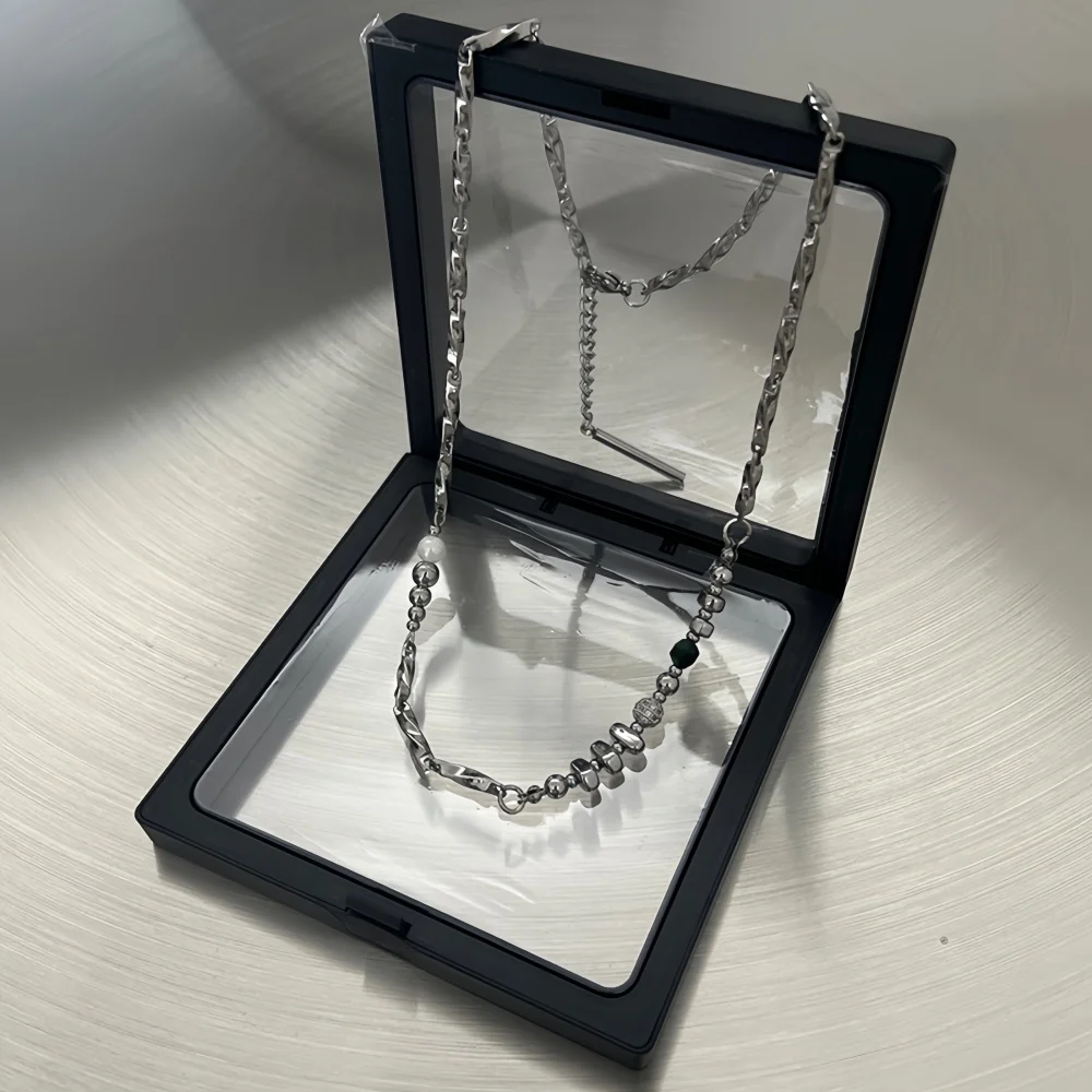 5 mm Edelstahl Figaro-Kettenhalskette für Männer, silberfarben, einfache Kettenhalskette für Frauen, Hip-Hop-Schmuck, Party-Accessoires – Detail 5