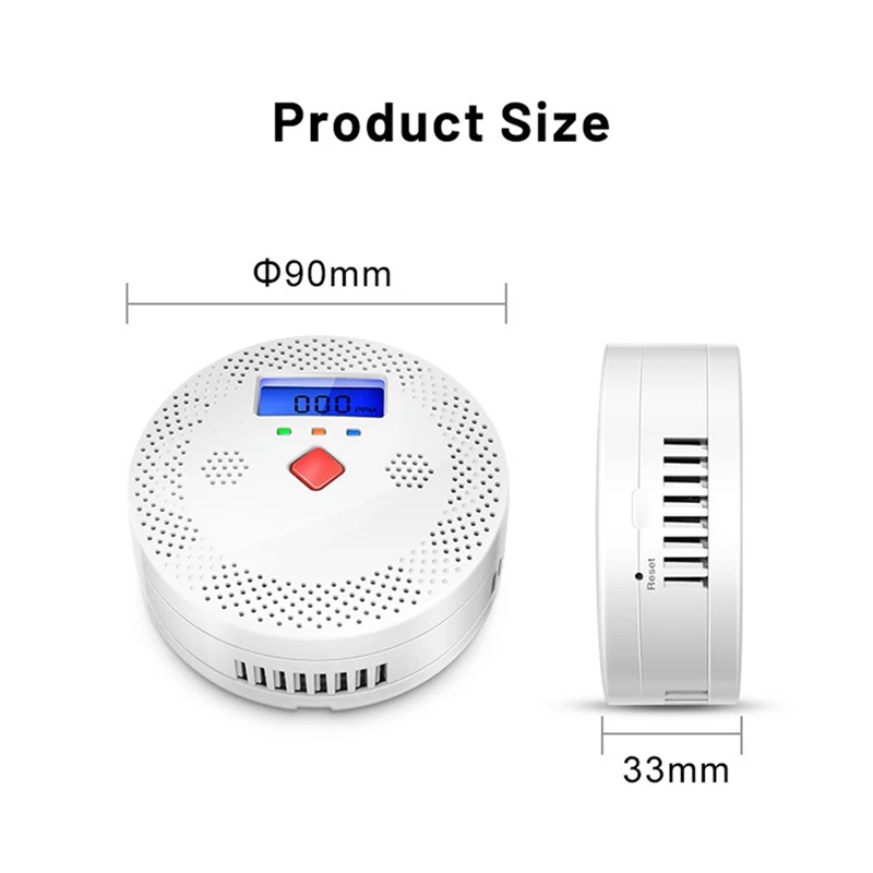 1 Piece Tuya Wifi Carbon Monoxide Detector With LCD Display White ABS CO Gas Sensor Home Security Protection Smart Life