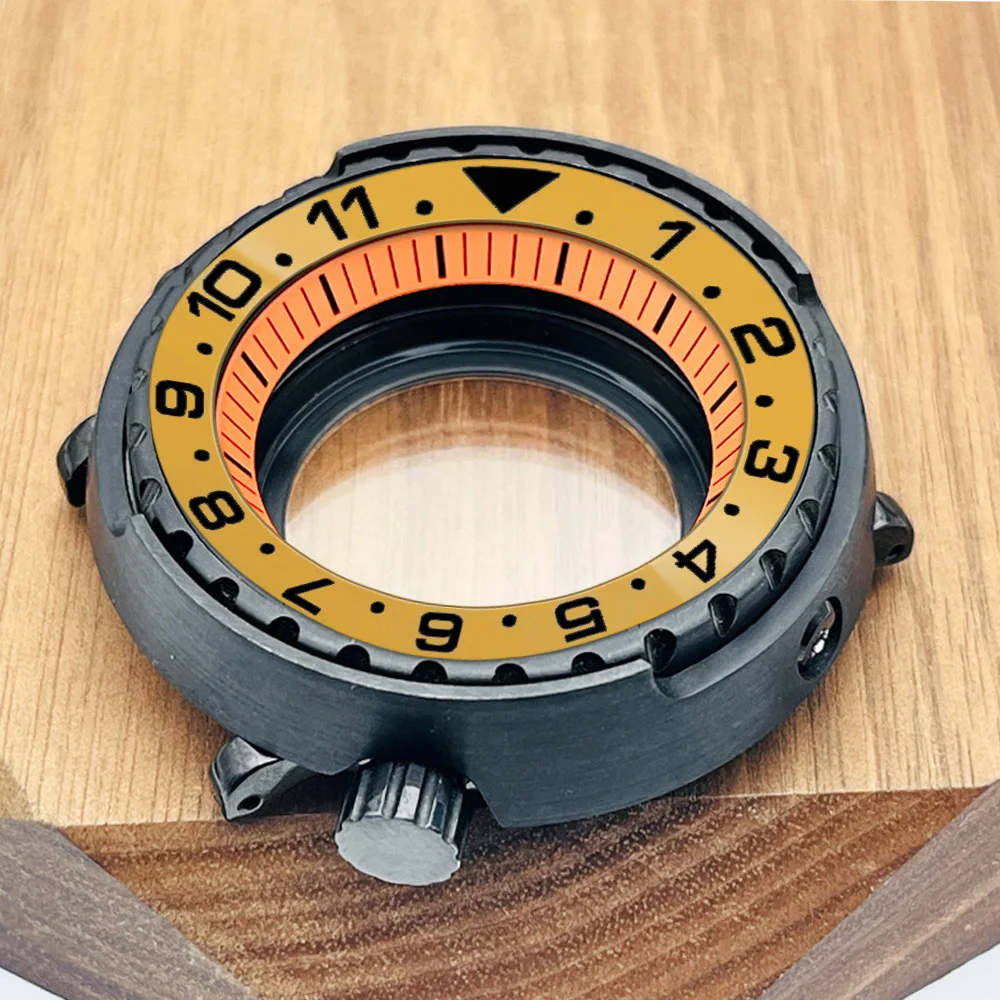 Black NH34 NH35 Tuna Watch Case fit for NH34 NH35 NH36 7S 4R Movement Transparent back cover Canned Replace Watch Case