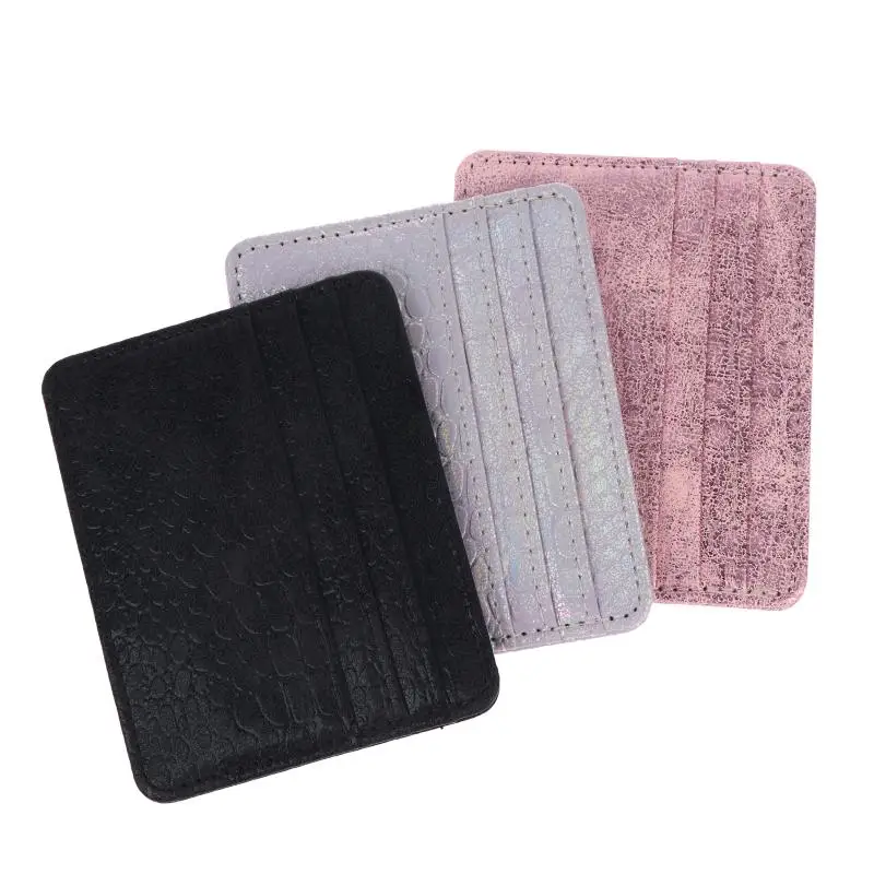 Non-bulky Ultra-thin Leather Card Holder Slim 4 Slots Bank ID Case Lightweight Portable Wallet for Pocket Carry