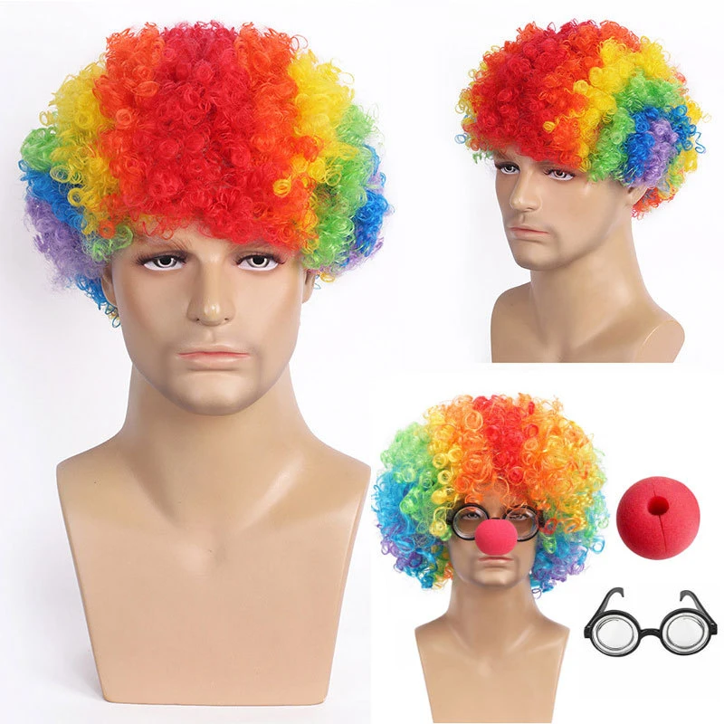 

Colorful big afro wig headgear for costume parties, clown outfits, and funny props