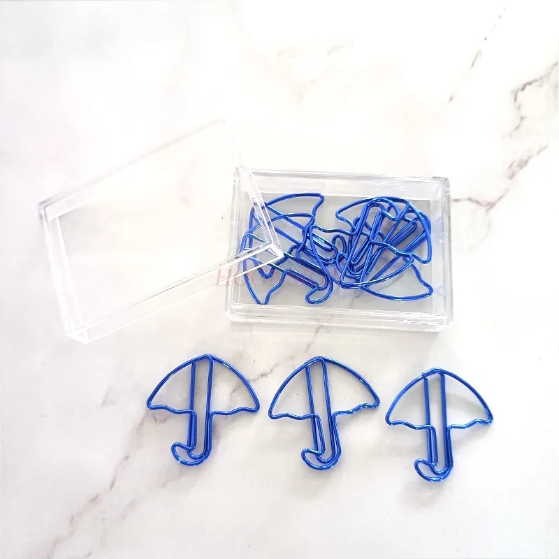 12pcs Umbrella Paper Clips Creative Paper Clips Metal Bookmarks Stationery Supplies Cartoon Paper Clips