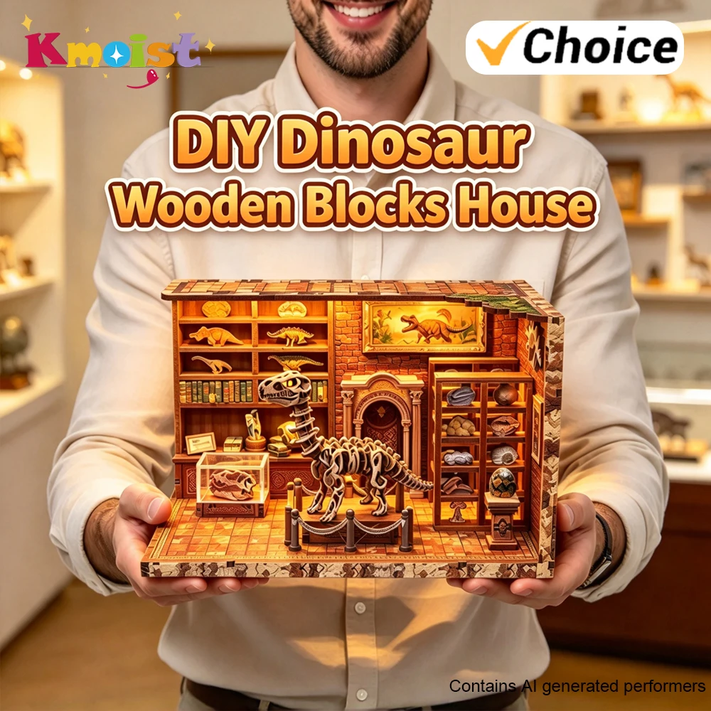 DIY 3D Mini Dinosaur Wooden Blocks Puzzle Set Simulation Animals World Stereoscopic Scene Dinosaur Doomsday Handmade Xmas Gifts