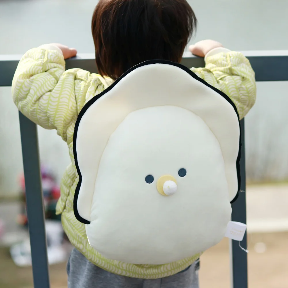 Yell stuffed 38cm Plush Small round eyes Raw Oyster Backpack pacifier zipper travel storage bag stretchy soft fluffy doll gift