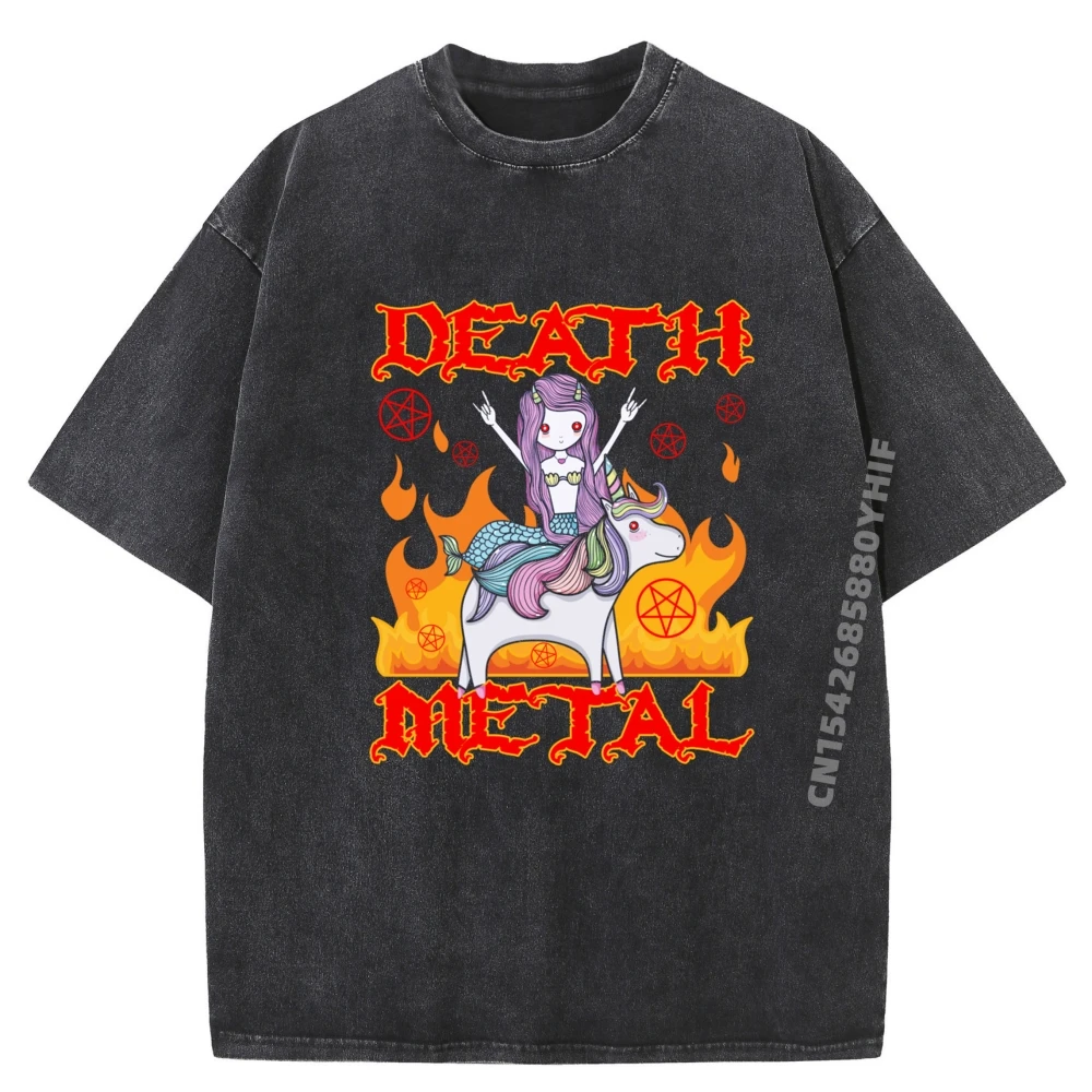 

Funny Unicorn Mermaid Mens Clothing Printed Camisas De Hombre Mens Tops Tees Funny Gift Casual Washed Clothes