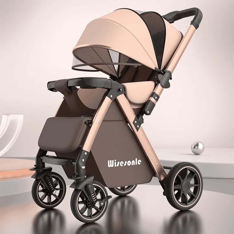 Carrinho de bebê de alto paisagem carrinho de bebê pode sentar ou deitar carrinho de bebê dobrável leve