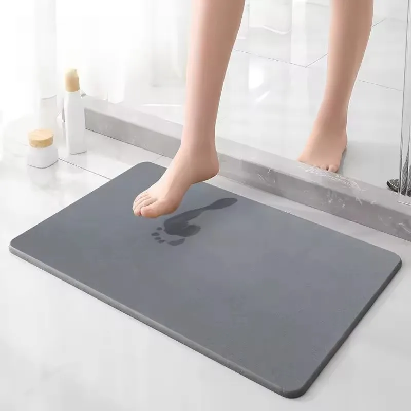 Stone Bath Mat Super Absorbent Bathroom Floor Mat Diatomaceous Earth Bath Rug Anti Slip Foot Carpet Stone Diatomite Mats 39x60CM