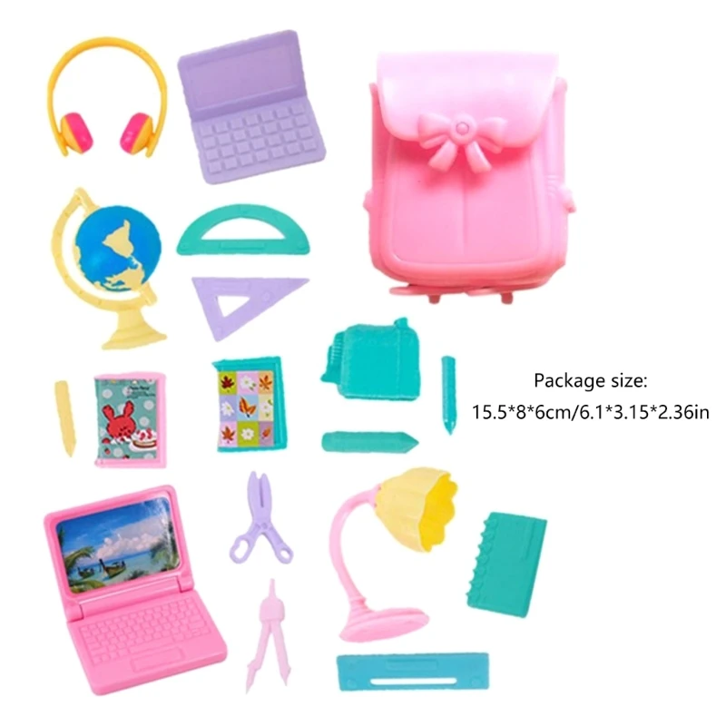 18 CHIẾC Nhà Búp Bê Trường Cung Cấp Nhà Búp Bê Đồ Chơi Văn Phòng Phẩm Nhà Búp Bê Thu Nhỏ Mô Hình DIY Nhà Búp Bê Đồ Trang Trí cho