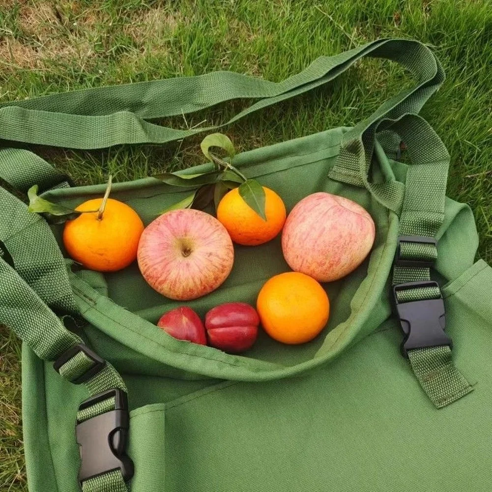 25cm Canvas Fruit Picking Bag  With Shoulder Strap, Large Capacity Gardening Harvest Apron For Orchard Workers Harvest Tool