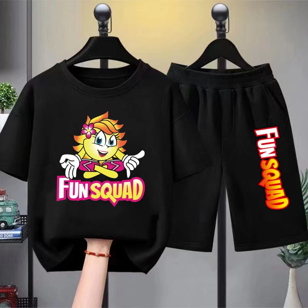 

Fun Squad Gaming Boys T-shirt+bottoms sets Kids Cosplay T-shirt Pullover Leisure Fashion Girls Tees Summer Children Clothes