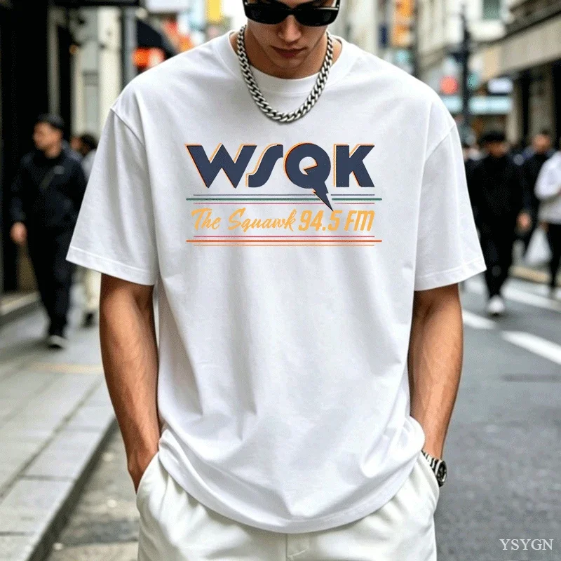 WSQK The Sqwk 94.5 FM Womens clothing men's crew neck t-shirt 2026 New Model Men’s Short-sleeve Classic Casual Multiple Colors a
