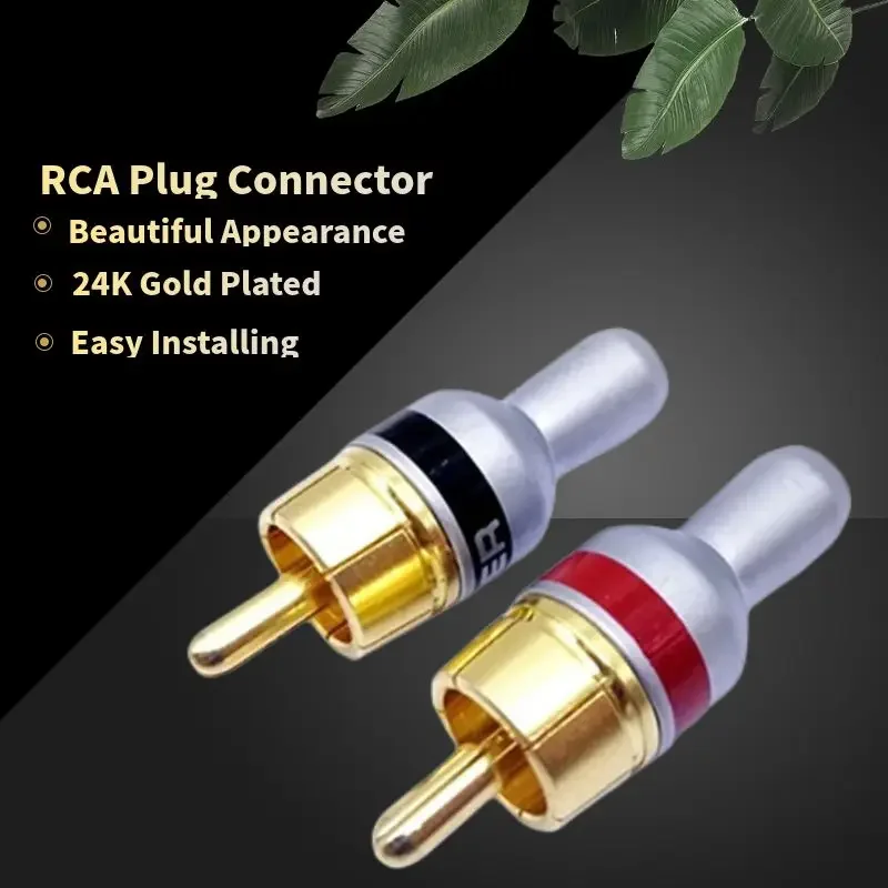 RCA Plug Male Speaker Terminal Audio Connector Video Jack Gold Plated For Soldering AV Cable Consumer Electronics